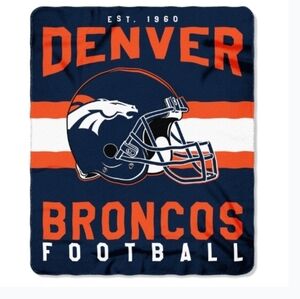 Denver Broncos Fleece Throw Blanket - Blue and Orange
